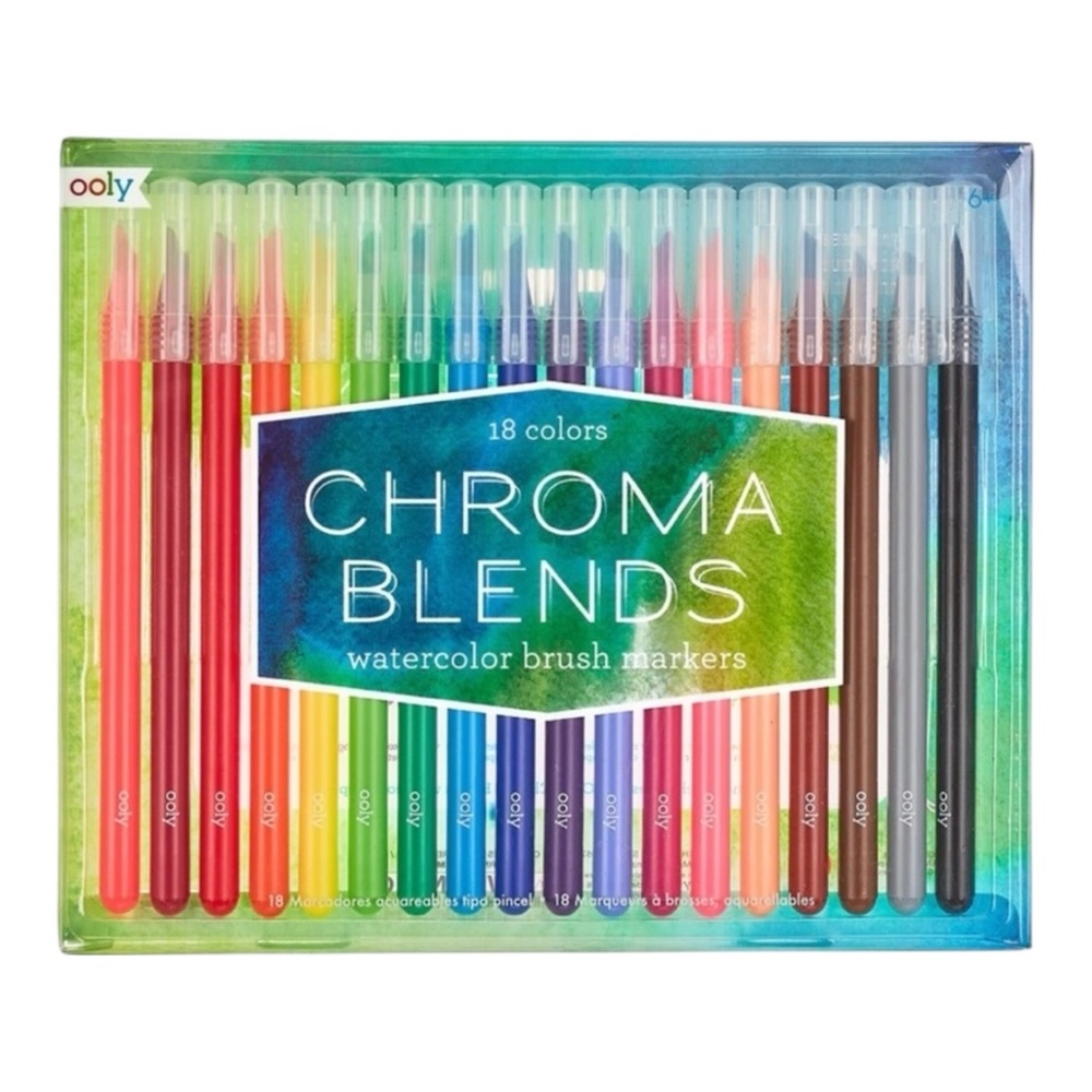 Ooly Chroma Blends Watercolor Brush Markers Set • 18 Colors • New